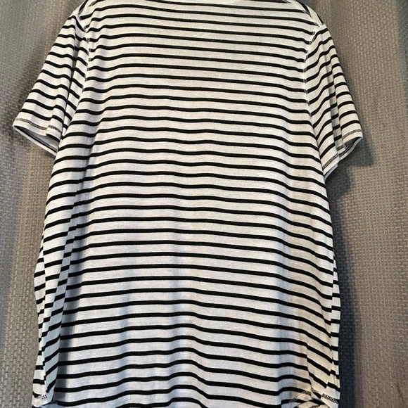 Striped Black and White Star Print Women's Top - Picture 2 of 4